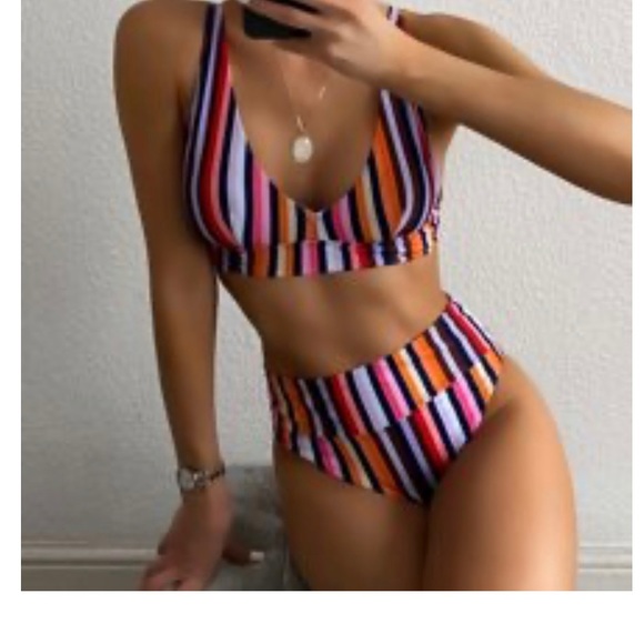 Shein Striped High Waisted Bikini - Picture 1 of 4